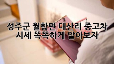 성주군 월항면 대산리 중고차 시세, 똑똑하게 알아보자! 🚗💨